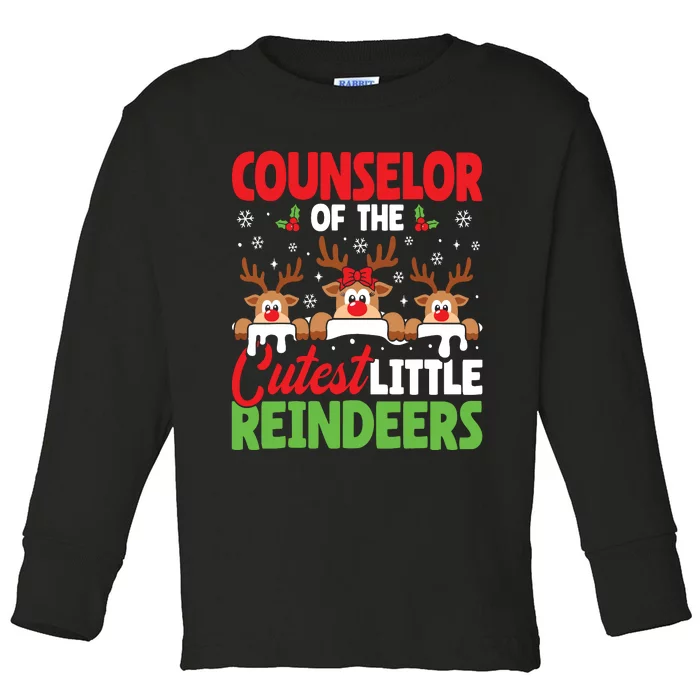 Counselor Of The Cutest Reindeers Christmas Counselor Toddler Long Sleeve Shirt