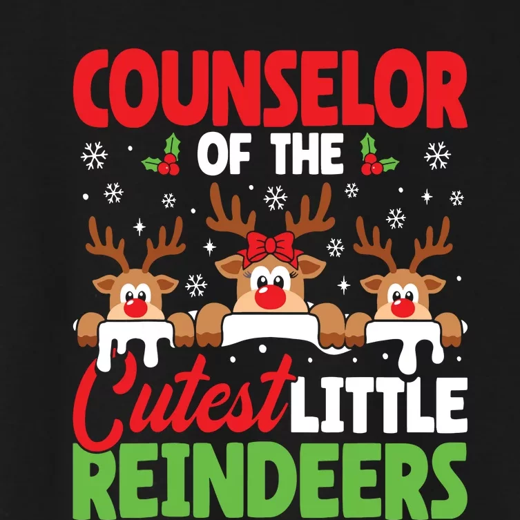 Counselor Of The Cutest Reindeers Christmas Counselor Women's Crop Top Tee