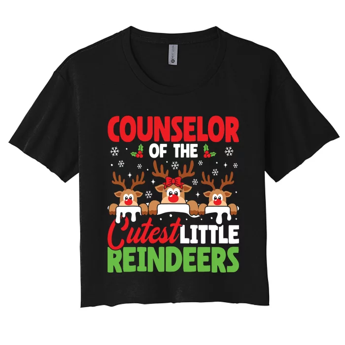 Counselor Of The Cutest Reindeers Christmas Counselor Women's Crop Top Tee