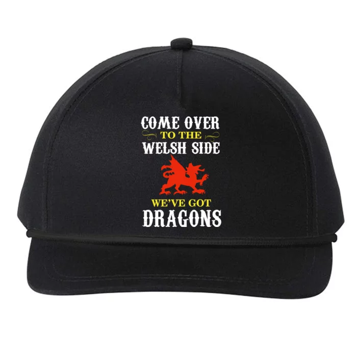 Come Over To The Welsh Side Wales Dragon Gift Snapback Five-Panel Rope Hat