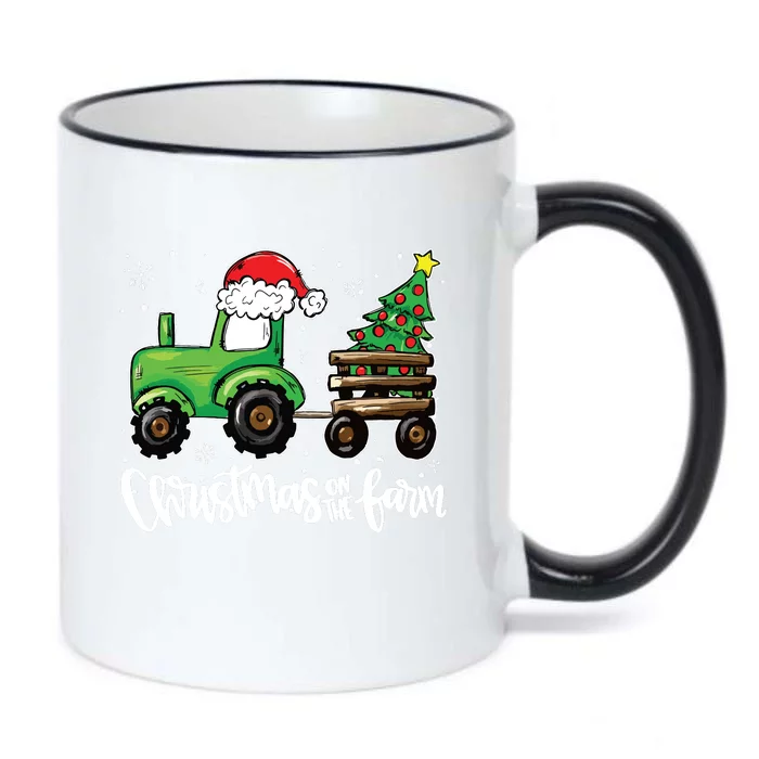 Christmas On The Farm Tractor Santa Farmer Christmas Trees Black Color Changing Mug