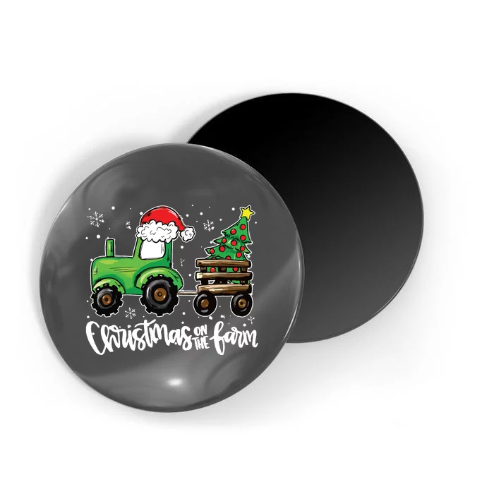 Christmas On The Farm Tractor Santa Farmer Christmas Trees Magnet