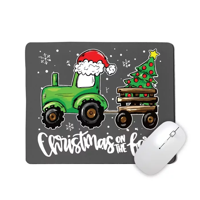 Christmas On The Farm Tractor Santa Farmer Christmas Trees Mousepad