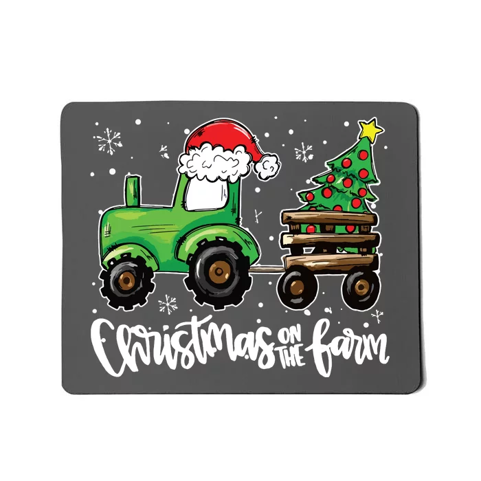 Christmas On The Farm Tractor Santa Farmer Christmas Trees Mousepad