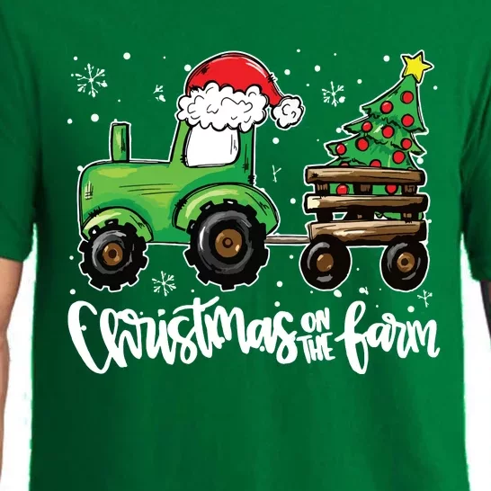 Christmas On The Farm Tractor Santa Farmer Christmas Trees Pajama Set