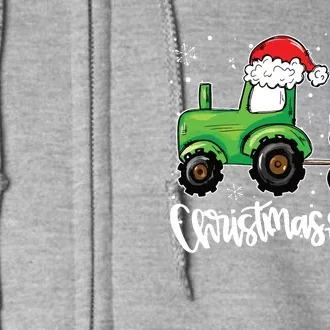 Christmas On The Farm Tractor Santa Farmer Christmas Trees Full Zip Hoodie