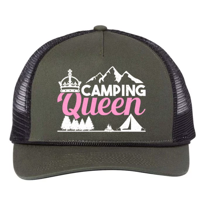 Camper Outdoor Tent Camping Queen Cute Gift Retro Rope Trucker Hat Cap