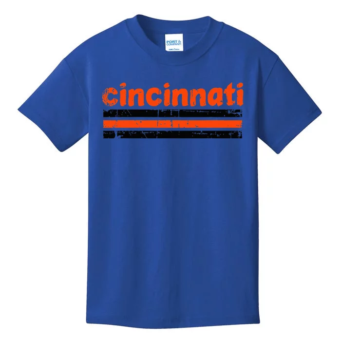 Cincinnati Ohio Three Stripe Vintage Weathered Kids T-Shirt