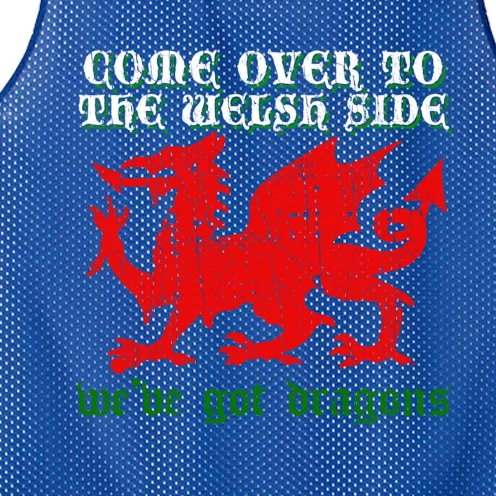 Come Over To The Welsh Side Red Dragon Flag Of Wales Rugby Great Gift Mesh Reversible Basketball Jersey Tank