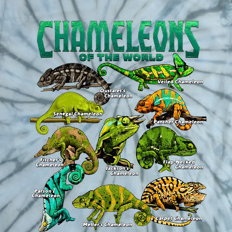 Chameleons Of The World Educational Reptile Lizard Lover Tie-Dye T-Shirt