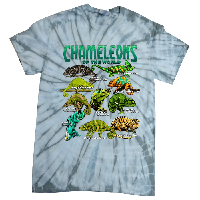 Chameleons Of The World Educational Reptile Lizard Lover Tie-Dye T-Shirt