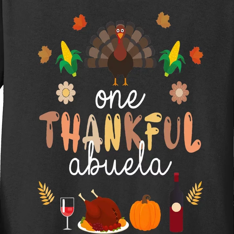 Cute One Thankful ABUELA Farmer Family Thanksgiving Kids Long Sleeve Shirt