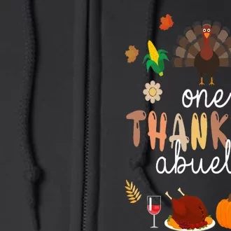 Cute One Thankful ABUELA Farmer Family Thanksgiving Full Zip Hoodie