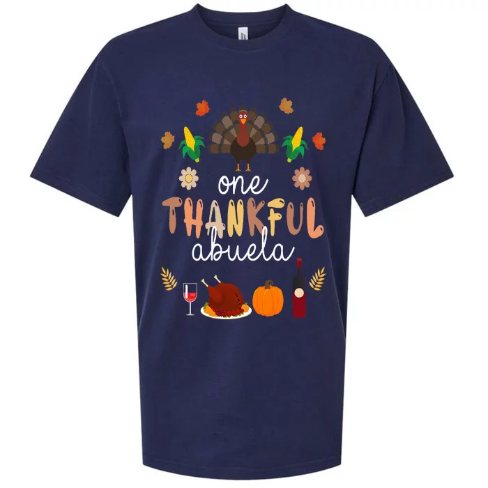 Cute One Thankful ABUELA Farmer Family Thanksgiving Sueded Cloud Jersey T-Shirt