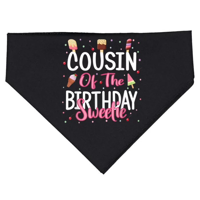 Cousin Of The Birthday Sweetie Girl Ice Cream Theme Party USA-Made Doggie Bandana