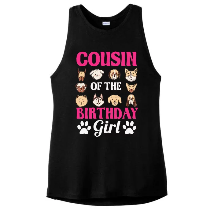 Cousin Of The Birthday Dog Paw Bday Party Celebration Ladies Tri-Blend Wicking Tank