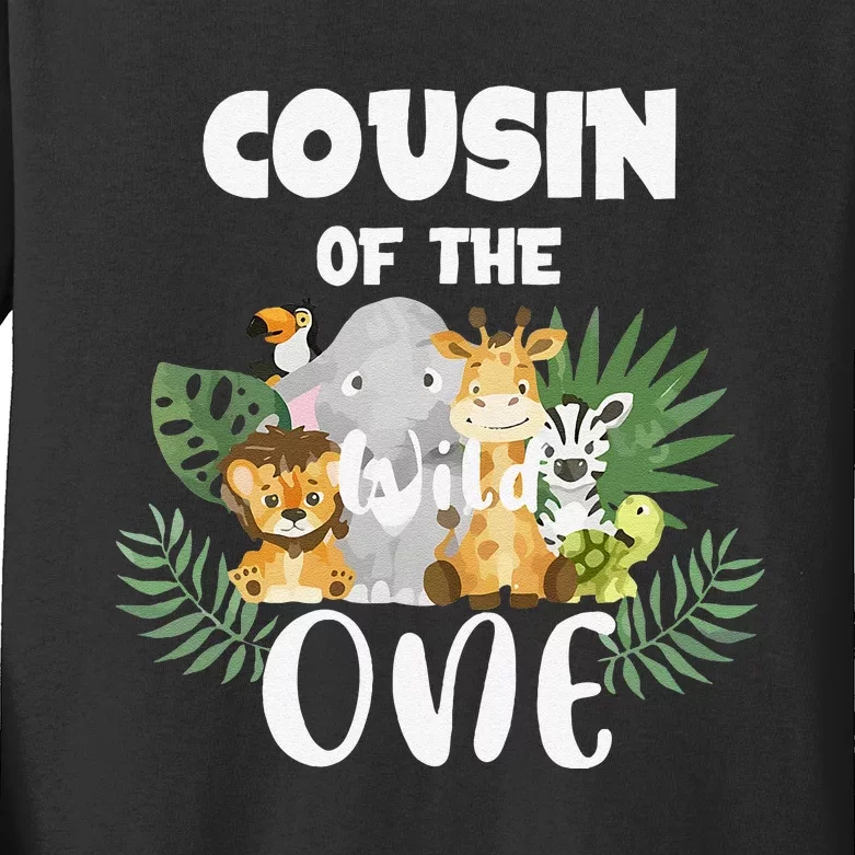 Cousin Of The Wild One 1st Birthday Safari Family Matching Kids Long Sleeve Shirt