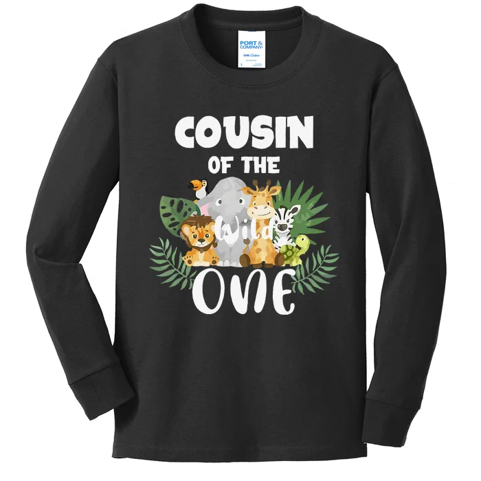 Cousin Of The Wild One 1st Birthday Safari Family Matching Kids Long Sleeve Shirt