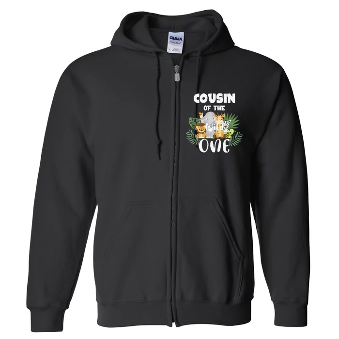 Cousin Of The Wild One 1st Birthday Safari Family Matching Full Zip Hoodie