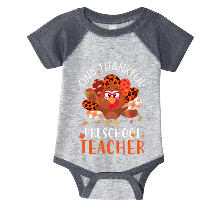 Cute One Thankful Pre School Teacher Thanksgiving Turkey Infant Baby Jersey Bodysuit