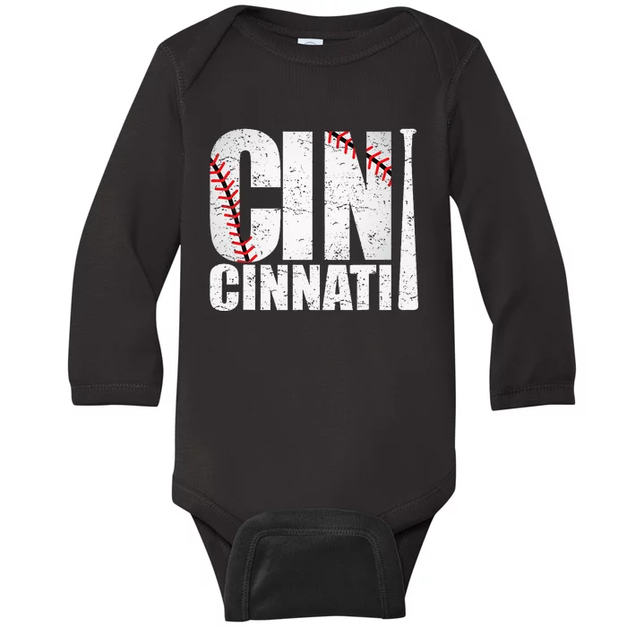 Cincinnati OH The Queens Chip City Basic Cincy Baby Long Sleeve Bodysuit