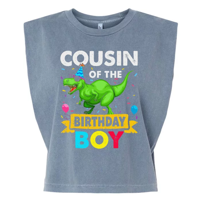 Cousin of the Birthday Dinosaur Saurus Family Matching Garment-Dyed Women's Muscle Tee