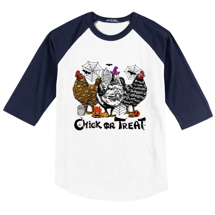 Chick Or Treat Halloween Spooky Chicken Baseball Sleeve Shirt