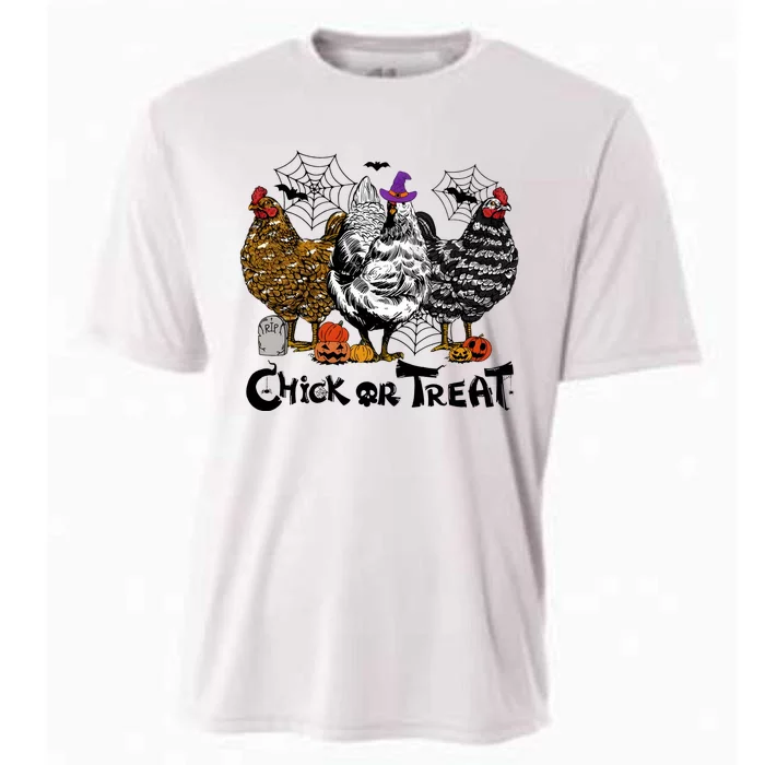 Chick Or Treat Halloween Spooky Chicken Cooling Performance Crew T-Shirt