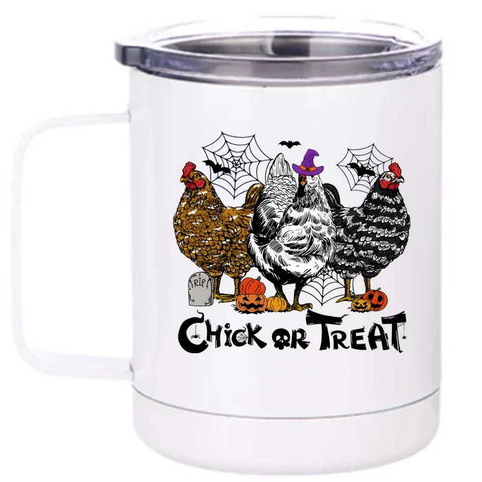 Chick Or Treat Halloween Spooky Chicken Front & Back 12oz Stainless Steel Tumbler Cup