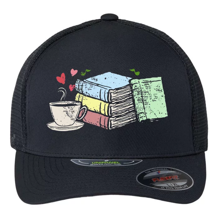 Cup Of Tea Coffee And Book Lover Flexfit Unipanel Trucker Cap