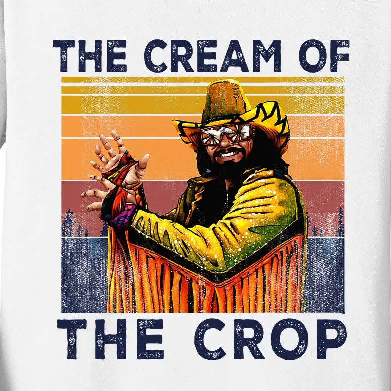 Cream Of The Crop Wrestling Retro Funny Kids Long Sleeve Shirt