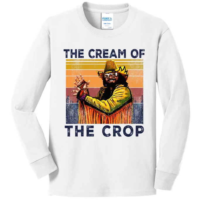 Cream Of The Crop Wrestling Retro Funny Kids Long Sleeve Shirt