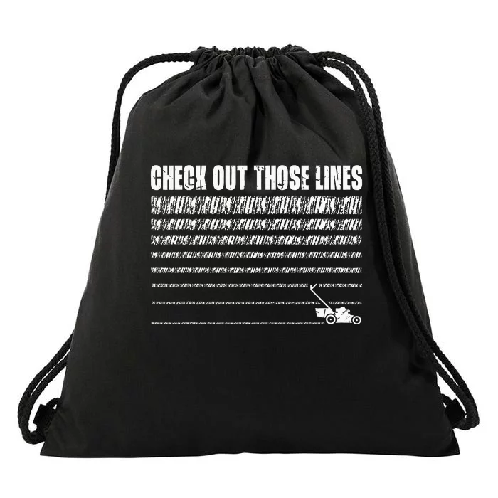 Check Out Those Lines Lawn Mower Lawnmower Funny Drawstring Bag