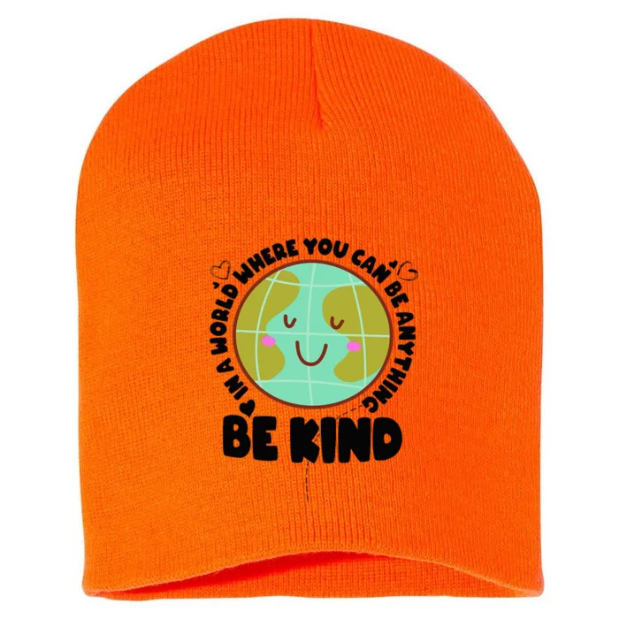 Cute Orange Unity Day Antibullying Awareness Be Kind Short Acrylic Beanie