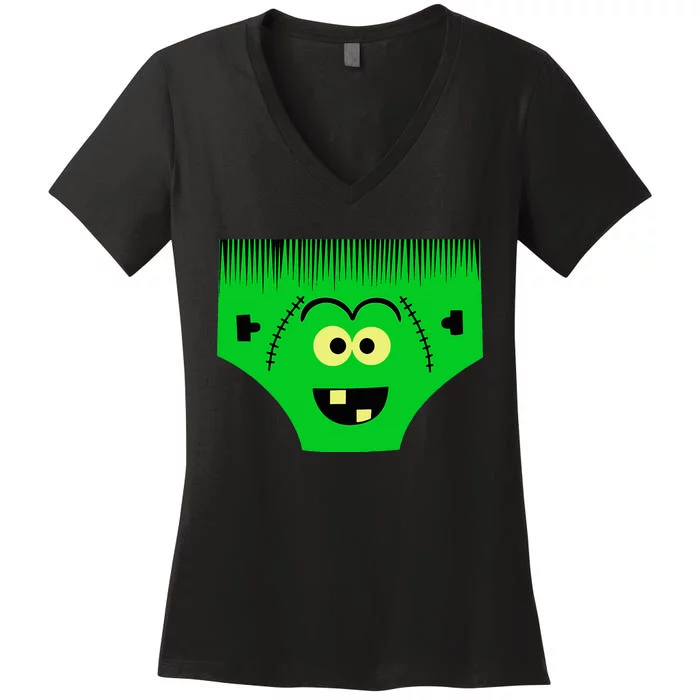 Creepy Of Underwear Face Halloween Costume Women's V-Neck T-Shirt