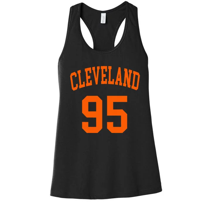 Cleveland Ohio Us American College Font Number 95 Women's Racerback Tank