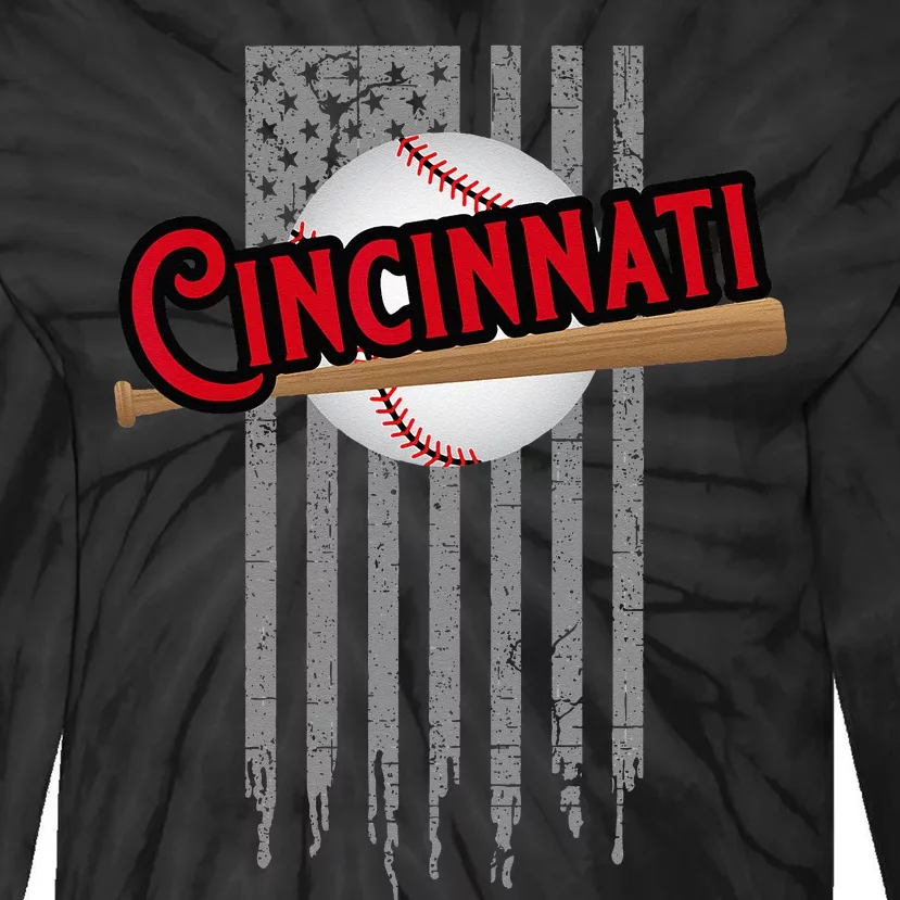 Cincinnati OH USA Flag The Queens Chip City Basic Cincy Tie-Dye Long Sleeve Shirt