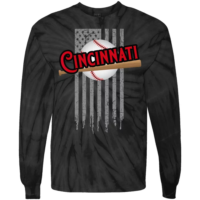 Cincinnati OH USA Flag The Queens Chip City Basic Cincy Tie-Dye Long Sleeve Shirt