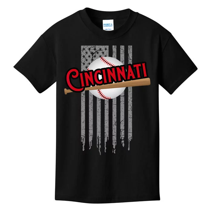 Cincinnati OH USA Flag The Queens Chip City Basic Cincy Kids T-Shirt