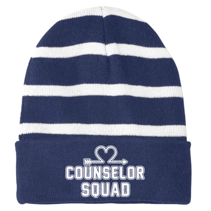 Counselor Squad Heart Striped Beanie with Solid Band