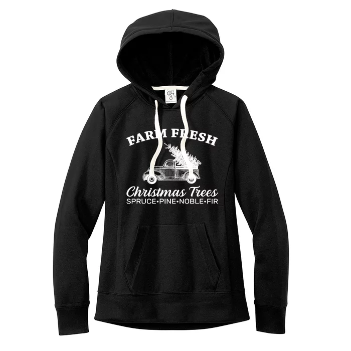 Country Farm Fresh Christmas Trees Women's Fleece Hoodie