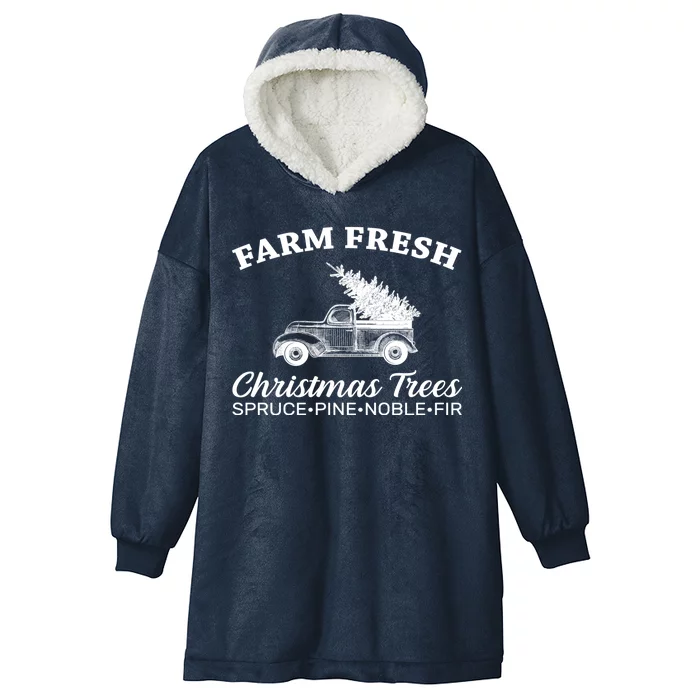 Country Farm Fresh Christmas Trees Hooded Wearable Blanket