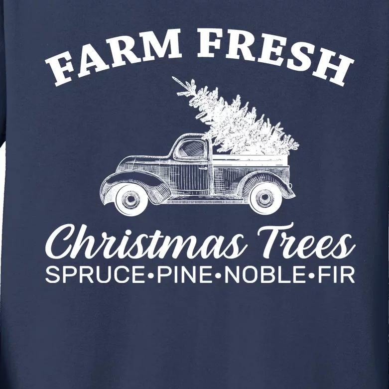 Country Farm Fresh Christmas Trees Kids Long Sleeve Shirt