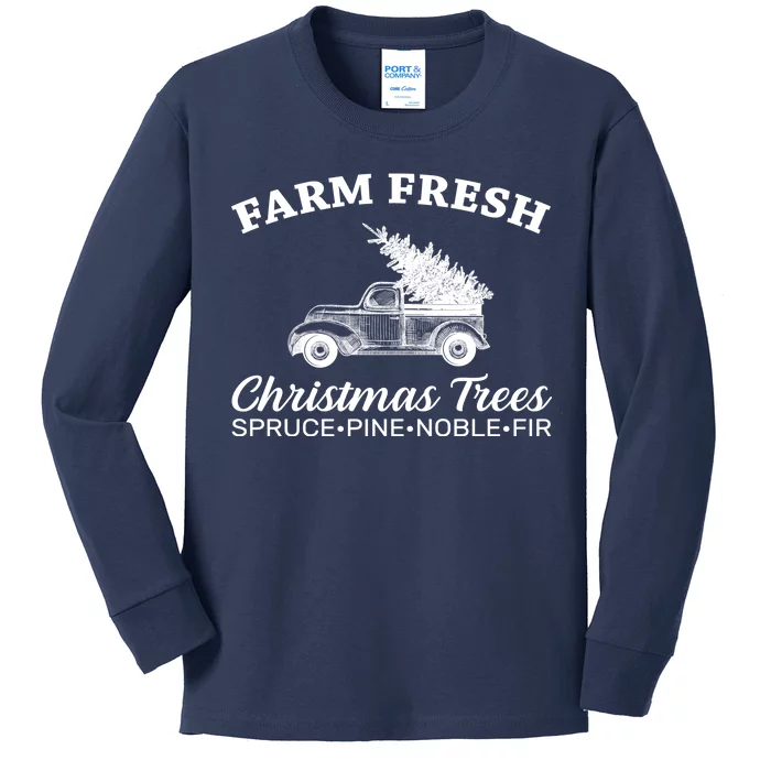 Country Farm Fresh Christmas Trees Kids Long Sleeve Shirt