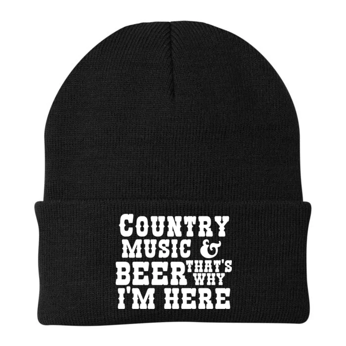 Country Music And Beer That's Why Im Here Knit Cap Winter Beanie