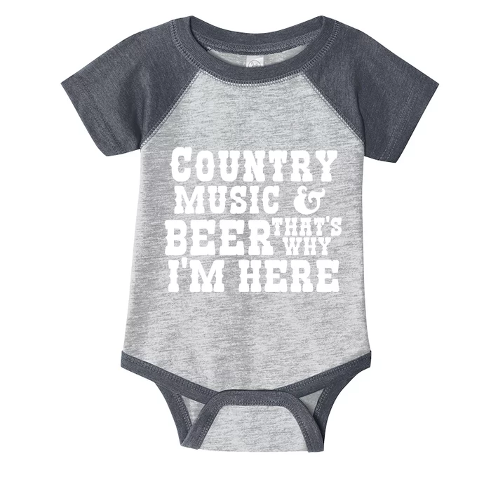 Country Music And Beer That's Why Im Here Infant Baby Jersey Bodysuit