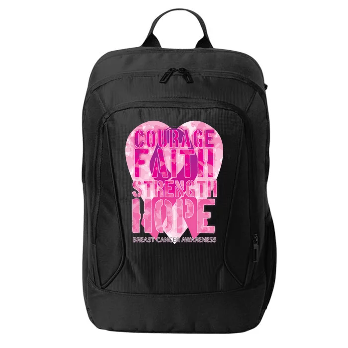 Courage Faith Strength Hope Breast Cancer Awareness City Backpack