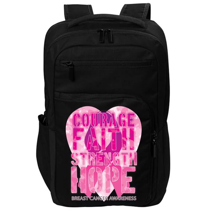 Courage Faith Strength Hope Breast Cancer Awareness Impact Tech Backpack