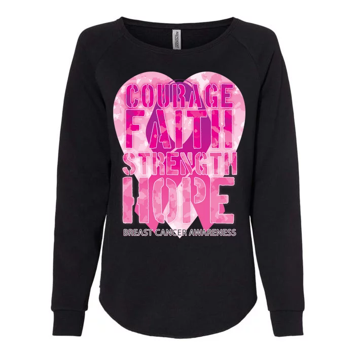 Courage Faith Strength Hope Breast Cancer Awareness Womens California Wash Sweatshirt