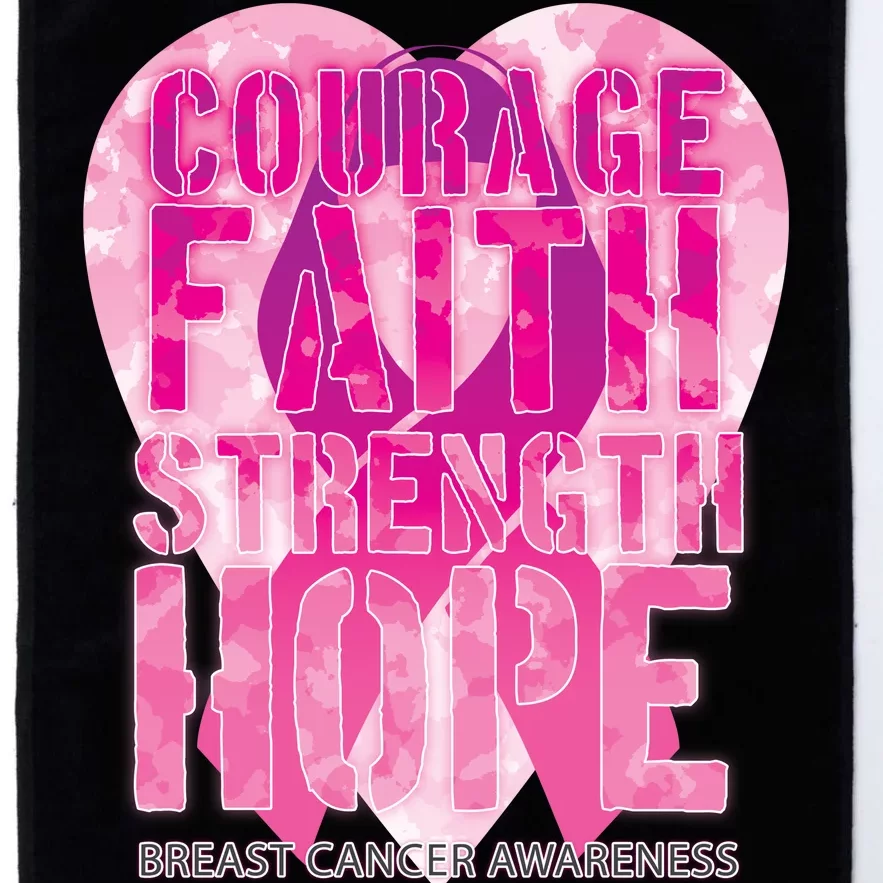 Courage Faith Strength Hope Breast Cancer Awareness Platinum Collection Golf Towel